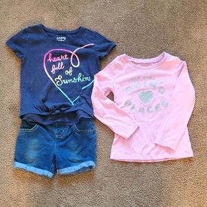 Girls Bundle: Shorts, Short Sleeve Shirt, Long Sleeve Shirt